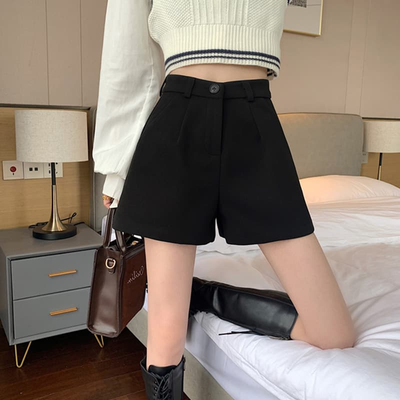 ハイウエスト パンツ きれいめフレアショートパンツ