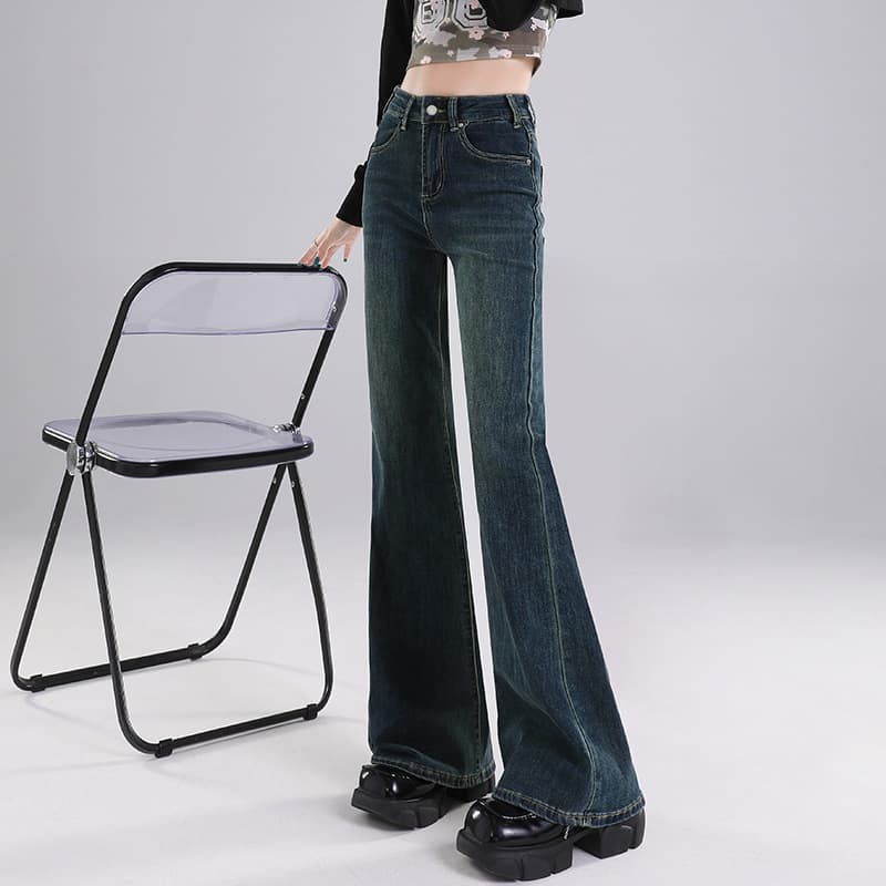 ハイウエスト パンツ ストレッチ美脚ハイウエストデニム