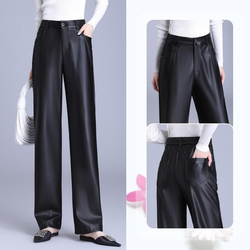 ハイウエスト パンツ 艶やか上品ハイウエストワイドパンツ