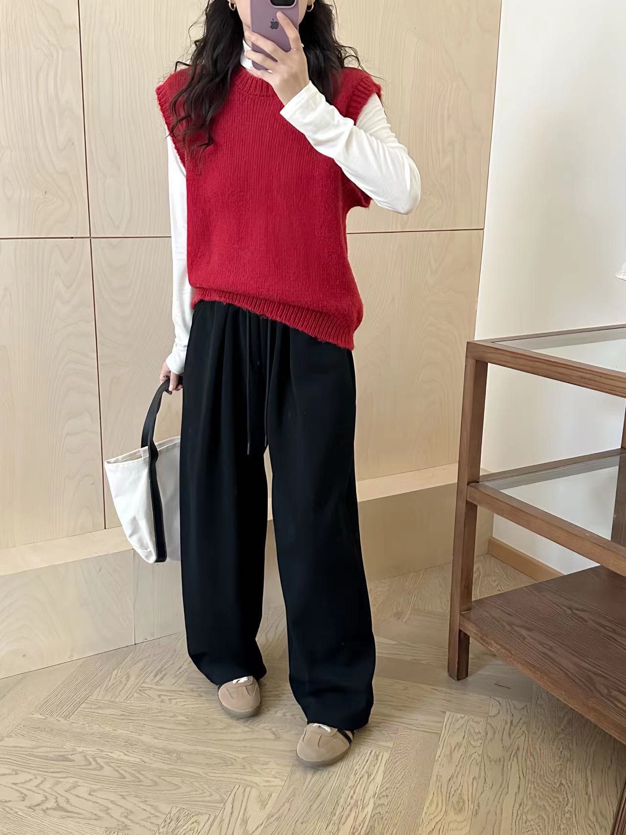 ハイウエスト パンツ ゆったりドロスト ハイウエストスラックス