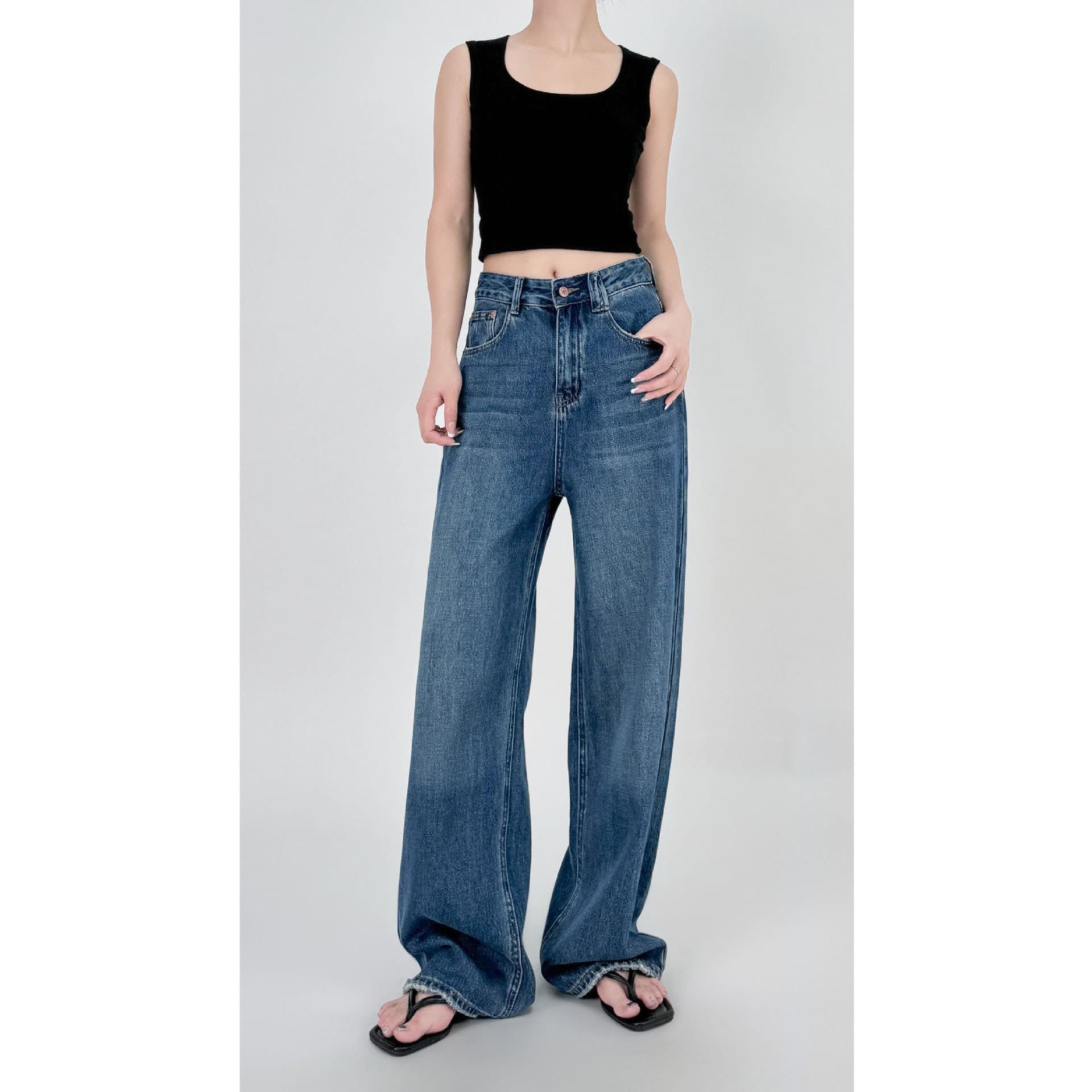 ハイウエスト パンツ たっぷりシルエット ハイウエストデニム