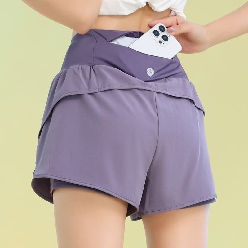ハイウエスト パンツ スポーティ ハイウエスト 二重構造ショートパンツ