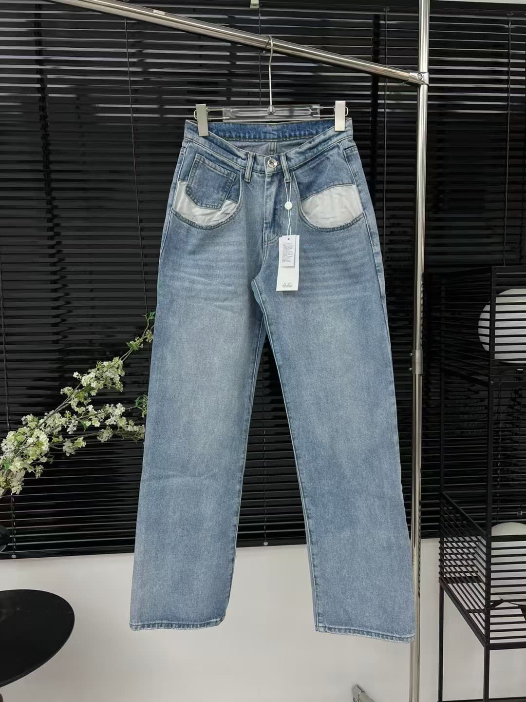 ハイウエスト パンツ ゆったりシルエット デニム ハイウエストパンツ