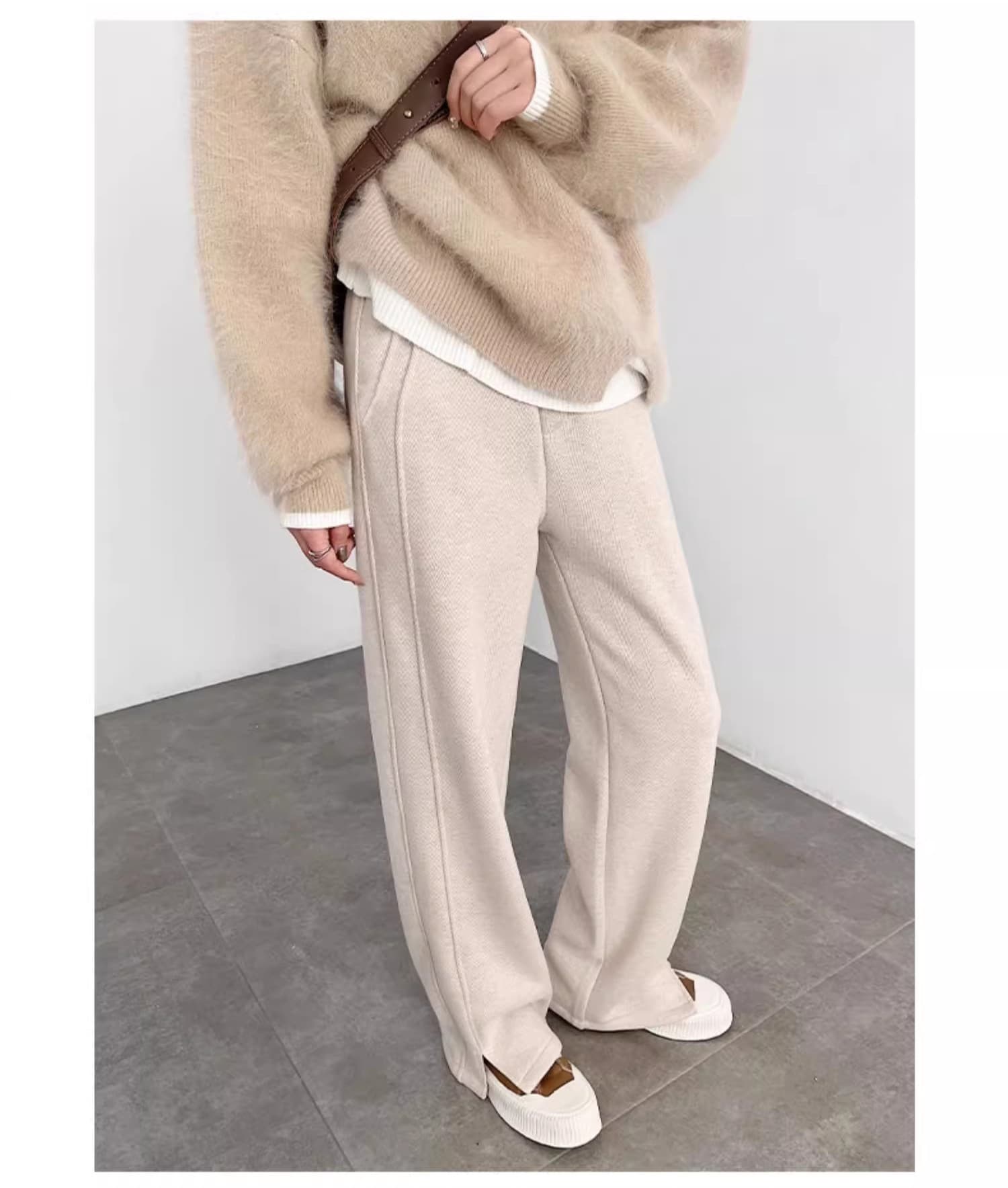 ハイウエスト パンツ ストレートシルエット美脚スラックス