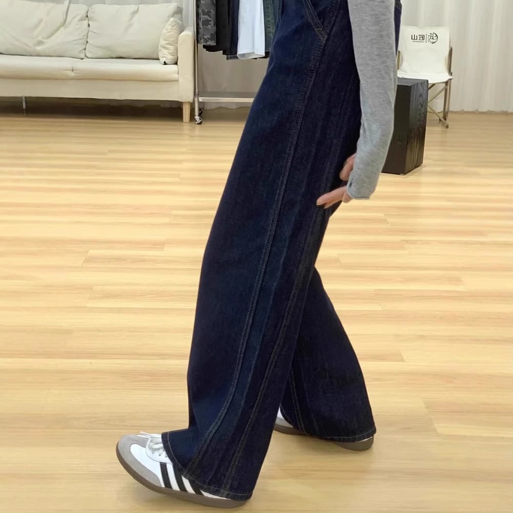 ハイウエスト パンツ ふんわり美脚ハイウエストデニム