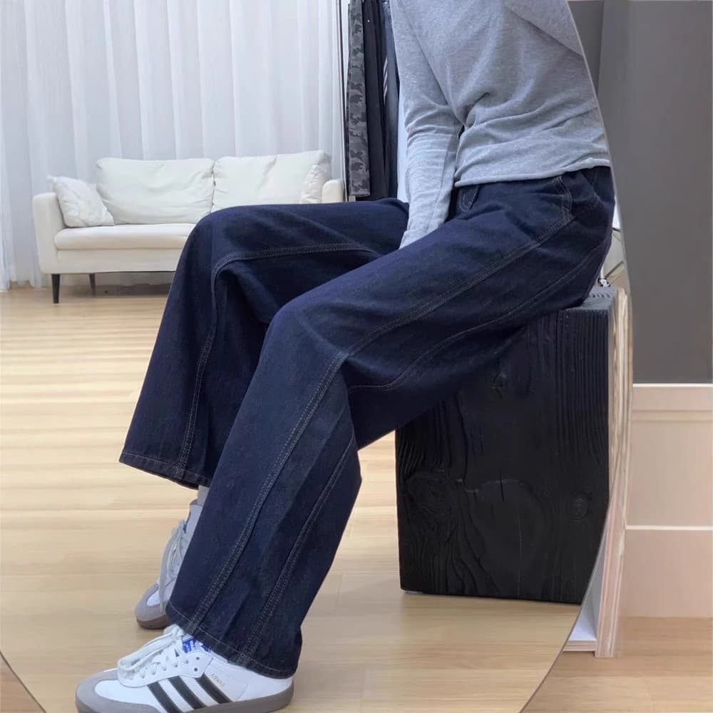 ハイウエスト パンツ ふんわり美脚ハイウエストデニム