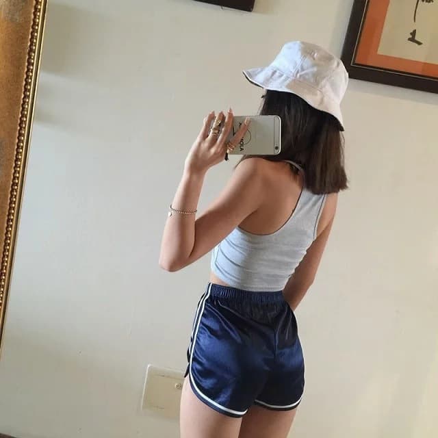 ハイウエスト パンツ シンプル スポーティー ショートパンツ