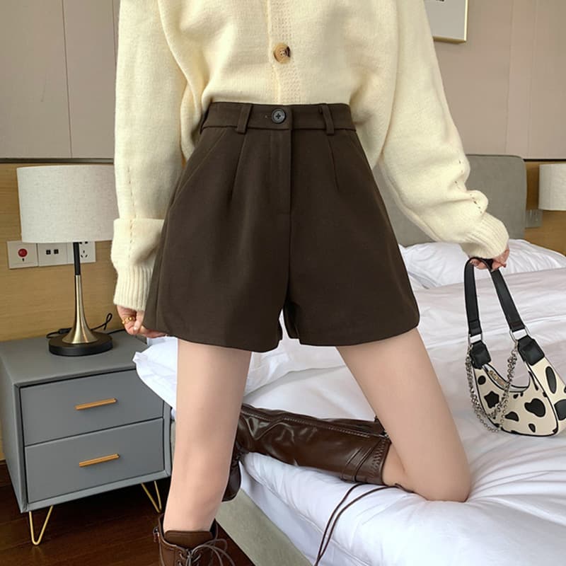 ハイウエスト パンツ きれいめフレアショートパンツ
