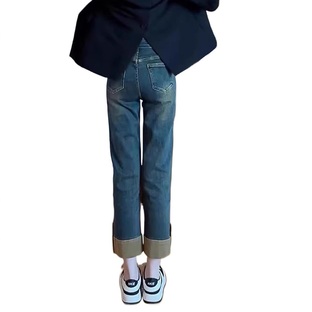 ハイウエスト パンツ 細見せ美脚ハイウエストデニム