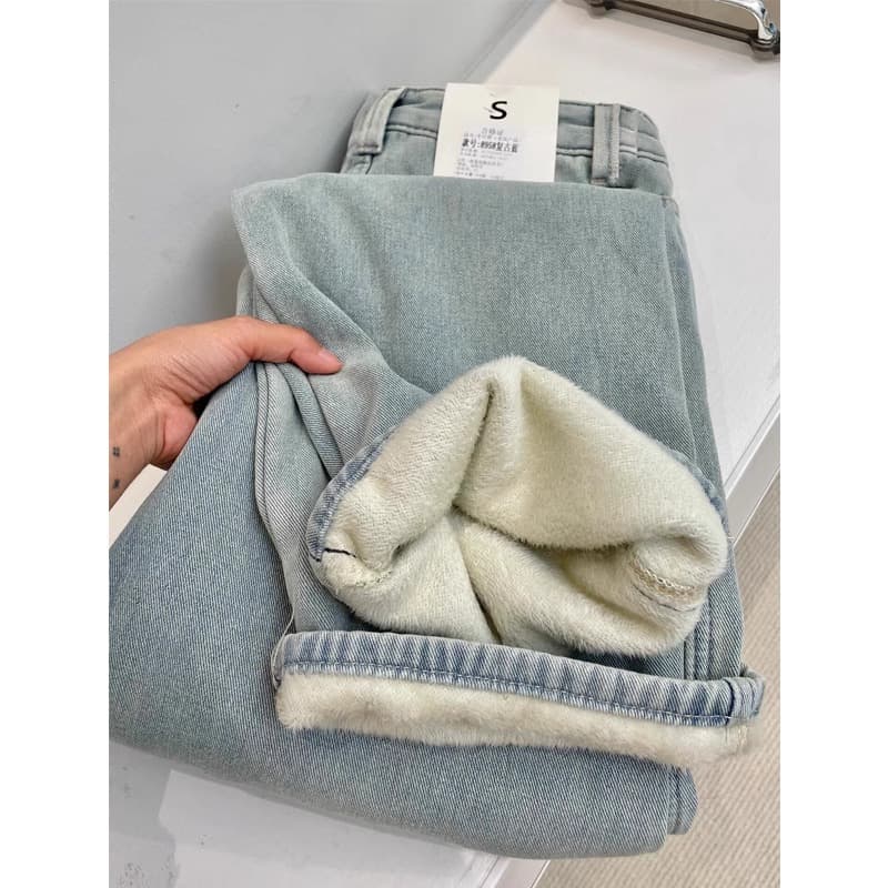 ハイウエスト パンツ 裏ボア あったか ハイウエストデニム