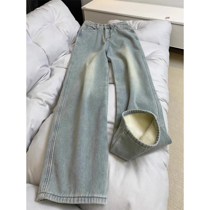 ハイウエスト パンツ 裏ボア あったか ハイウエストデニム