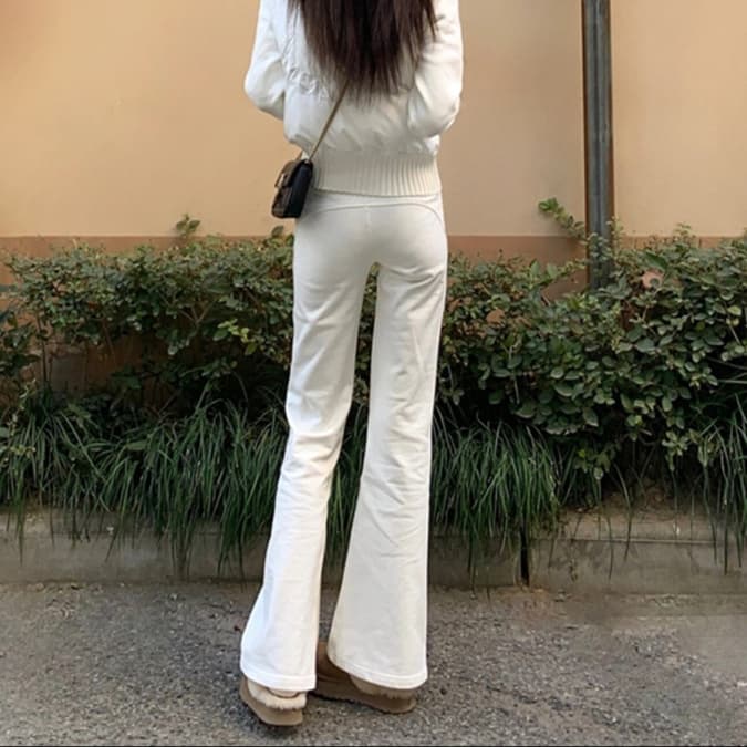 ハイウエスト パンツ トレンド美脚ハイウエストフレア
