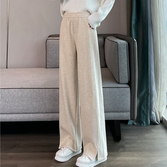 ハイウエスト パンツ とろみストレート ロング丈 パンツ
