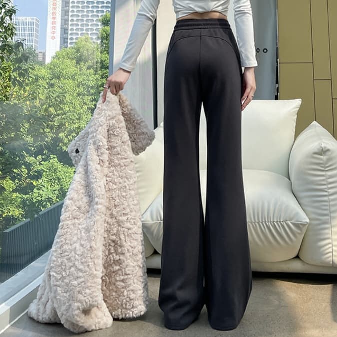 ハイウエスト パンツ ストレッチ美脚ハイウエストフレアパンツ