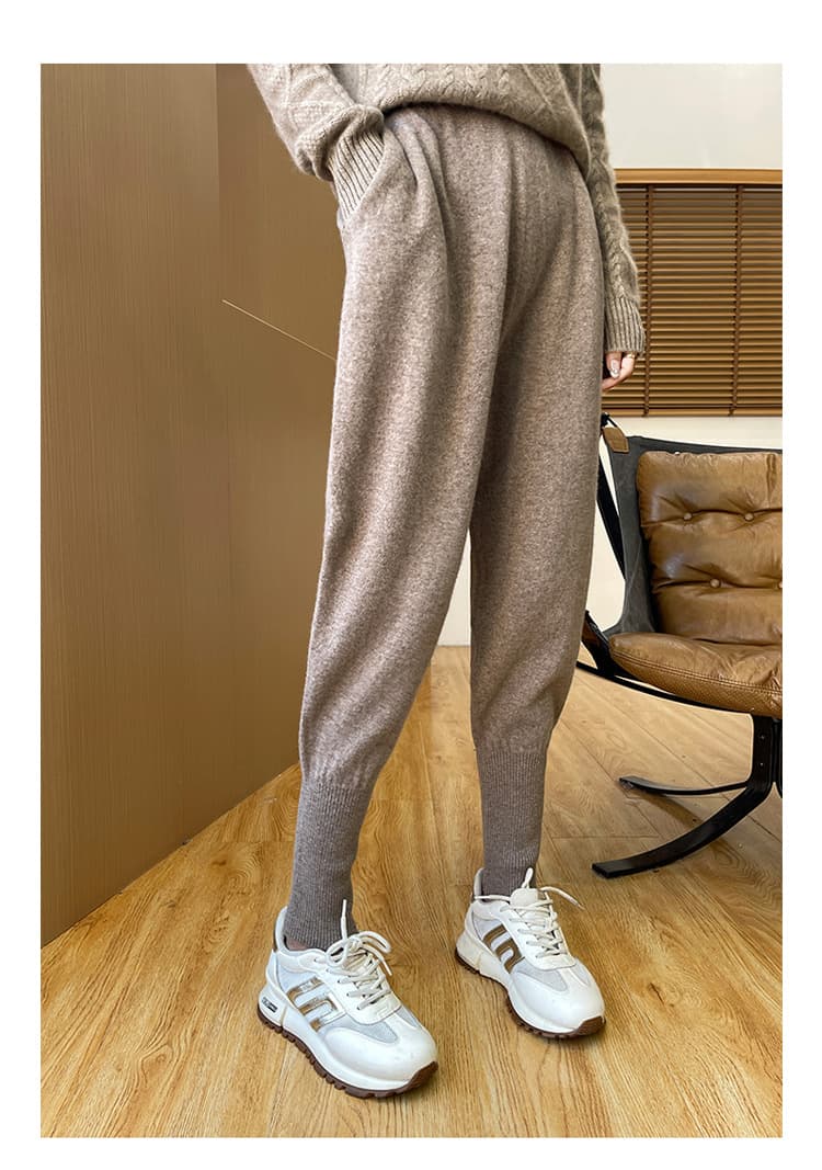 ハイウエスト パンツ ストレッチ入りニットテーパードパンツ