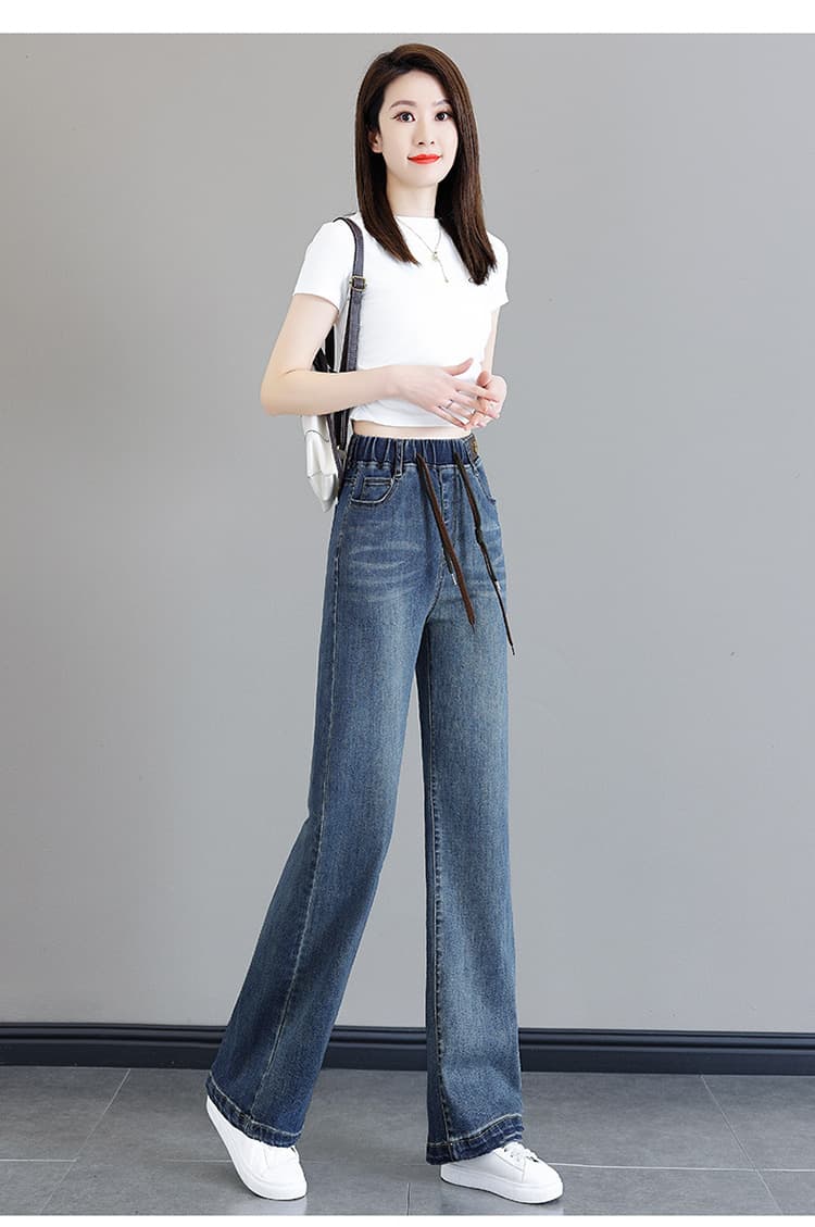 ハイウエスト パンツ ドローコード ストレート デニム