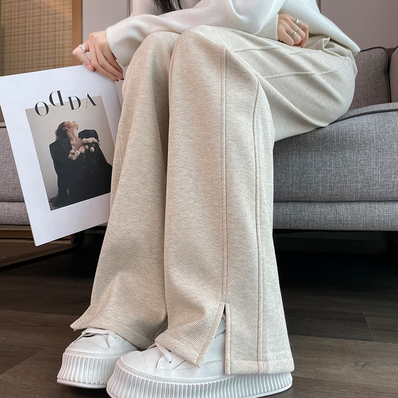 ハイウエスト パンツ とろみストレート ロング丈 パンツ