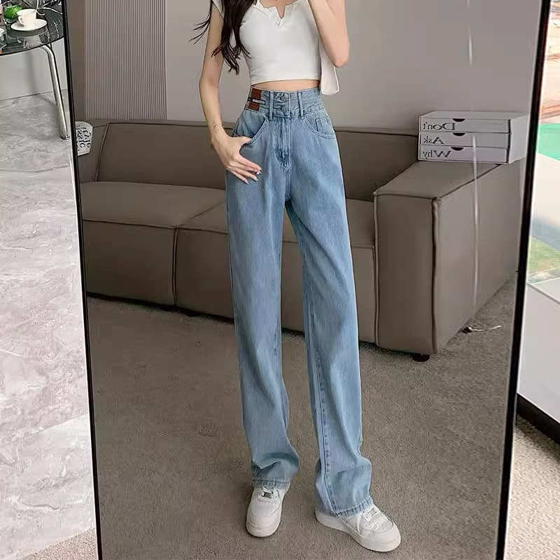 ハイウエスト パンツ ゆったりシルエット ハイウエストデニム