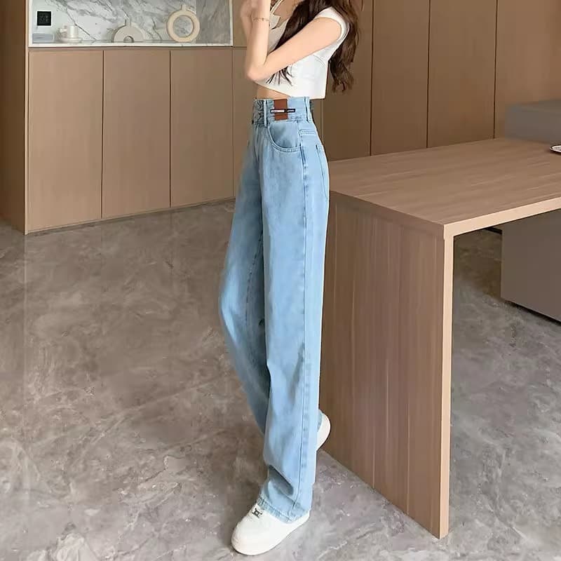 ハイウエスト パンツ ゆったりシルエット ハイウエストデニム