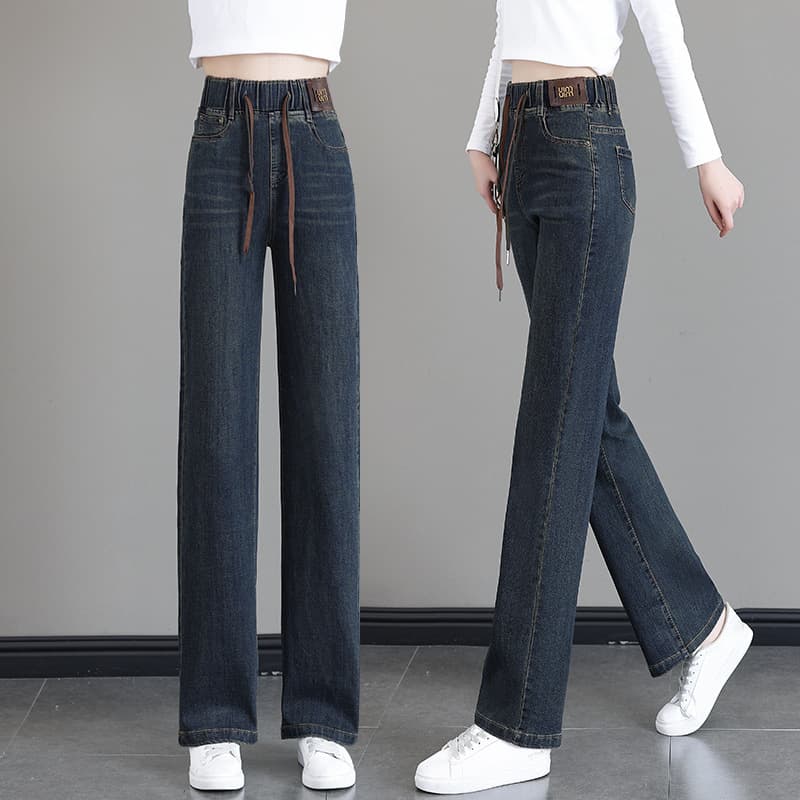 ハイウエスト パンツ ドローストリング ハイウエスト ストレートデニム