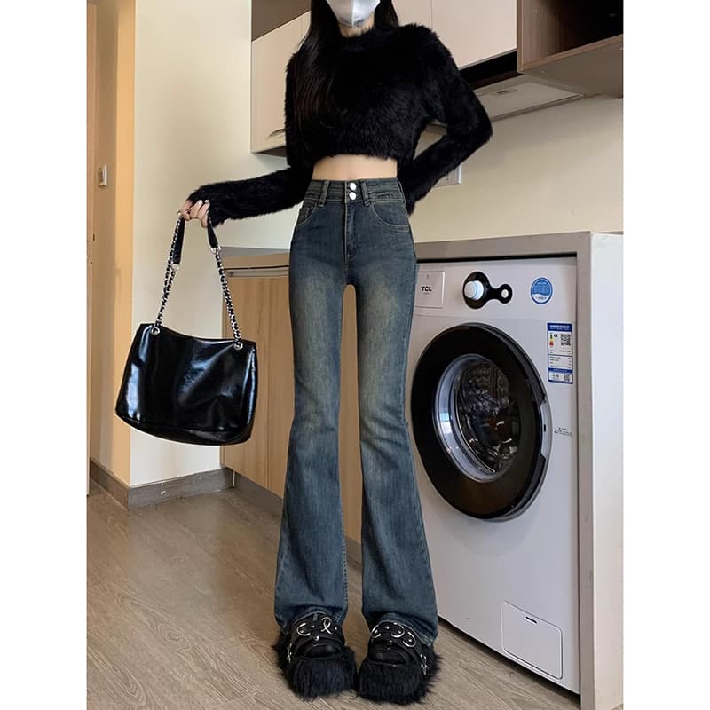 ハイウエスト パンツ ストレッチ美脚ハイウエストフレアパンツ