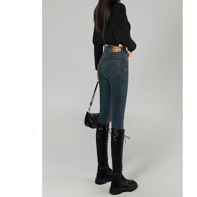 ハイウエスト パンツ すっきりシルエット ハイウエストデニム