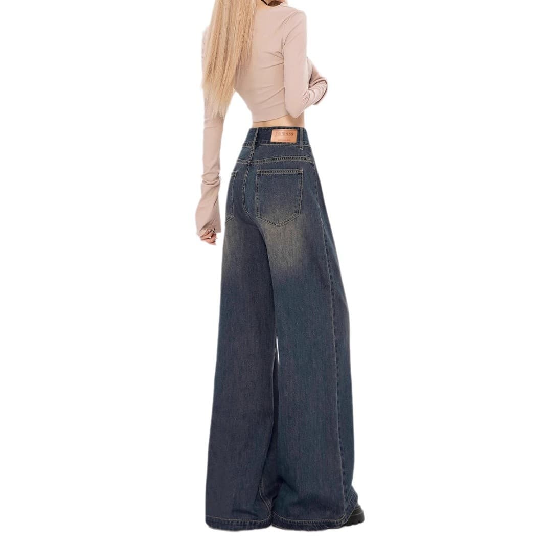ハイウエスト パンツ ゆったりワイドシルエット ハイウエストデニム