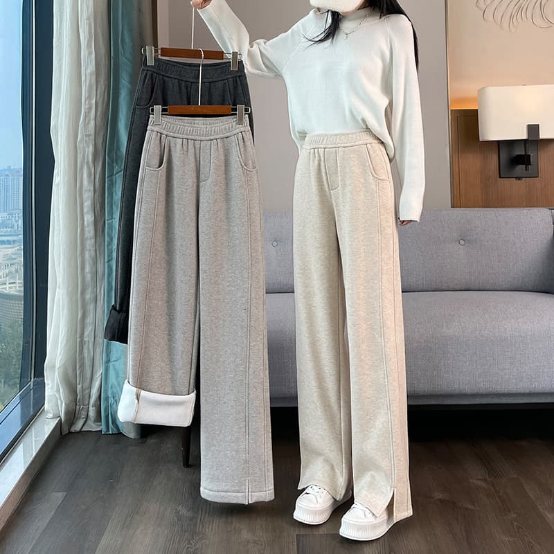 ハイウエスト パンツ とろみストレート ロング丈 パンツ