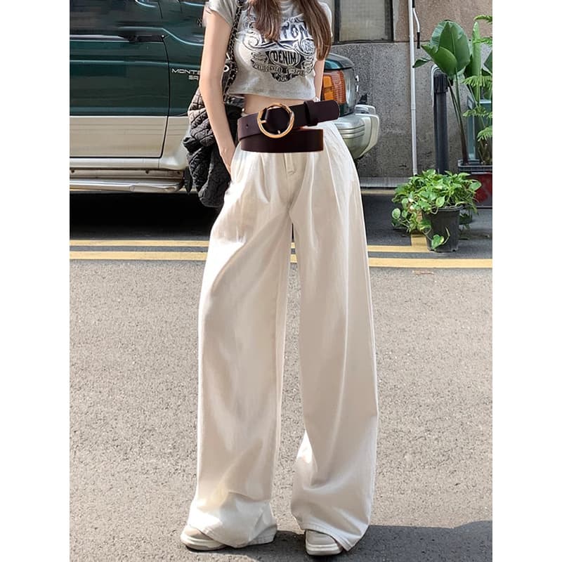 ハイウエスト パンツ ドレープ感たっぷりワイドパンツ