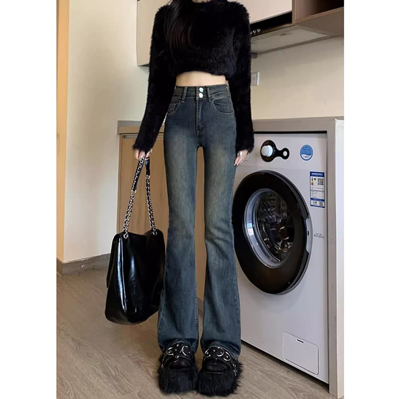 ハイウエスト パンツ ストレッチ美脚ハイウエストフレアパンツ