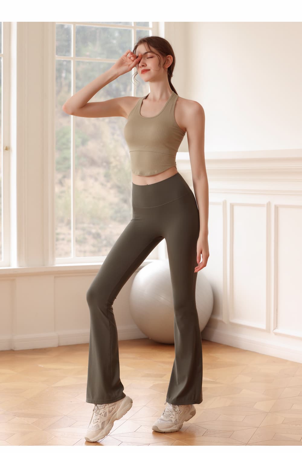 ハイウエスト パンツ 美シルエット ストレッチフレアパンツ