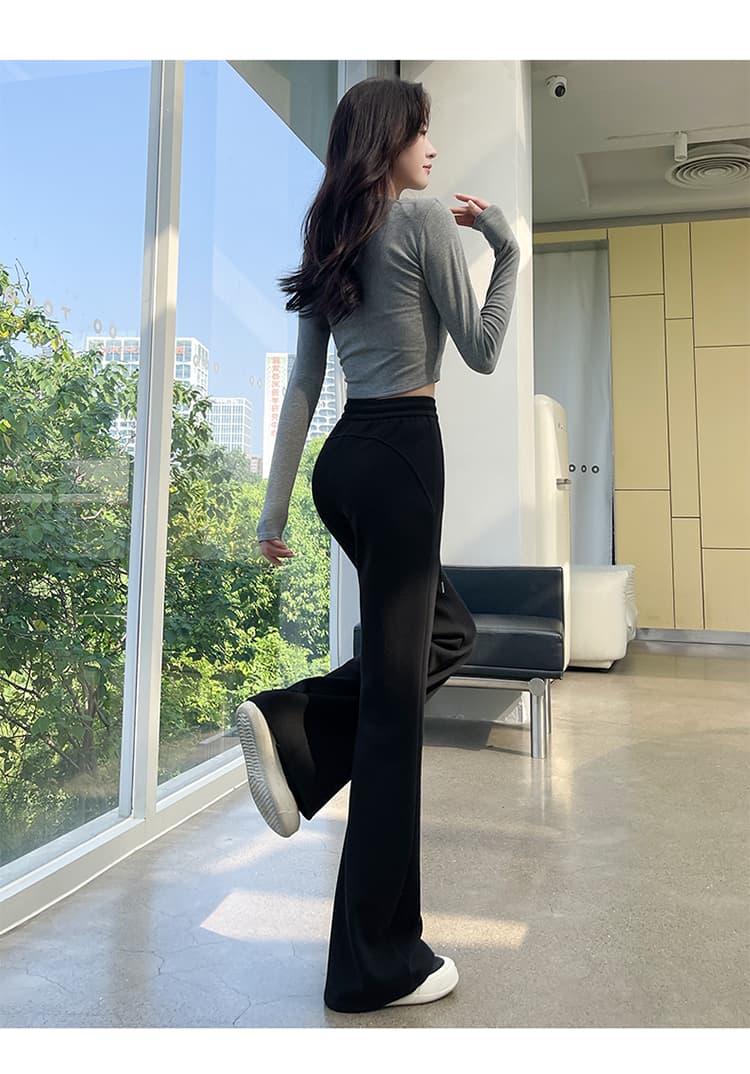 ハイウエスト パンツ ストレッチ美脚ハイウエストフレアパンツ