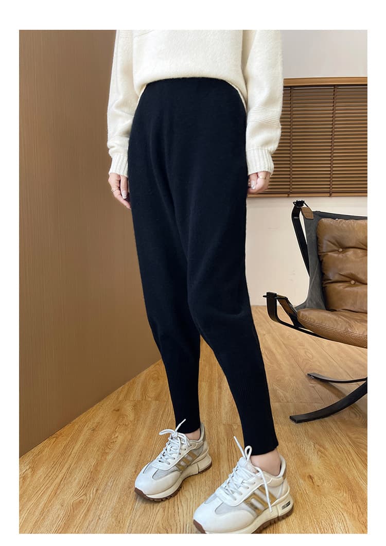 ハイウエスト パンツ ストレッチ入りニットテーパードパンツ
