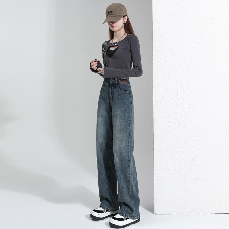 ハイウエスト パンツ ゆったりシルエット ハイウエストデニム