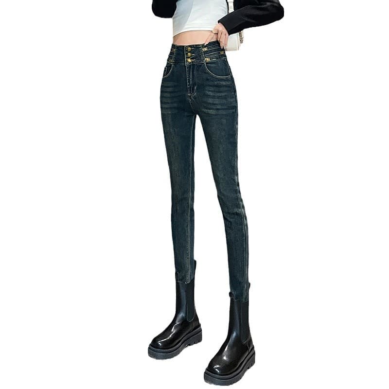 ハイウエスト パンツ すっきりシルエット ハイウエストデニム
