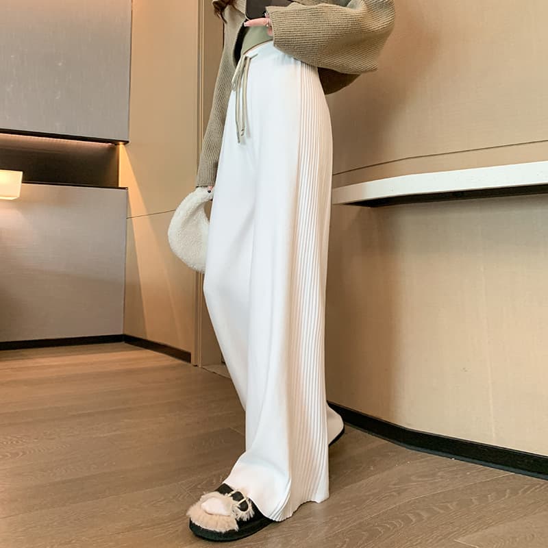ハイウエスト パンツ プリーツ デザイン ワイドパンツ