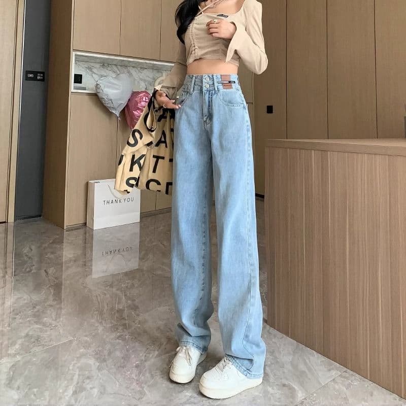 ハイウエスト パンツ ゆったりシルエット ハイウエストデニム
