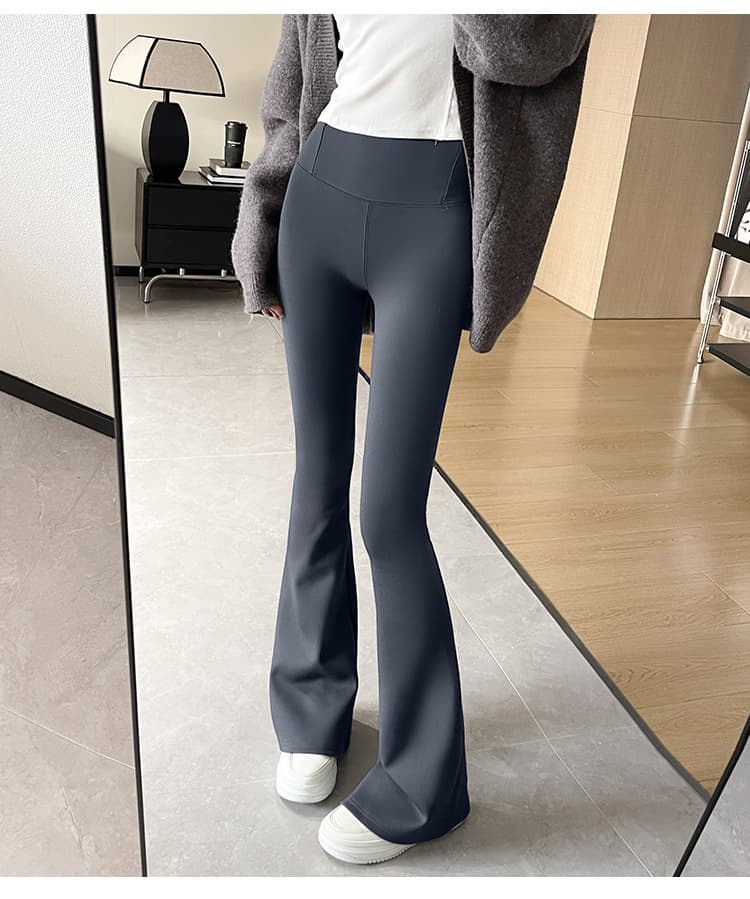 ハイウエスト パンツ ベーシックフレア美脚パンツ