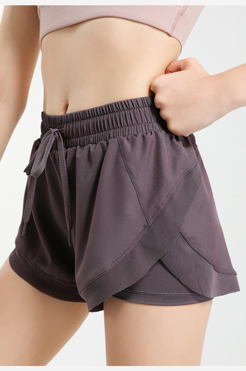 ハイウエスト パンツ 快適スポーツ重ね着風ショーツ