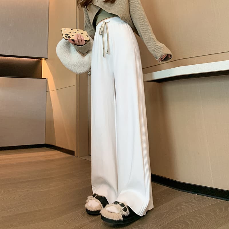 ハイウエスト パンツ プリーツ デザイン ワイドパンツ