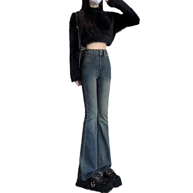 ハイウエスト パンツ ストレッチ美脚ハイウエストフレアパンツ