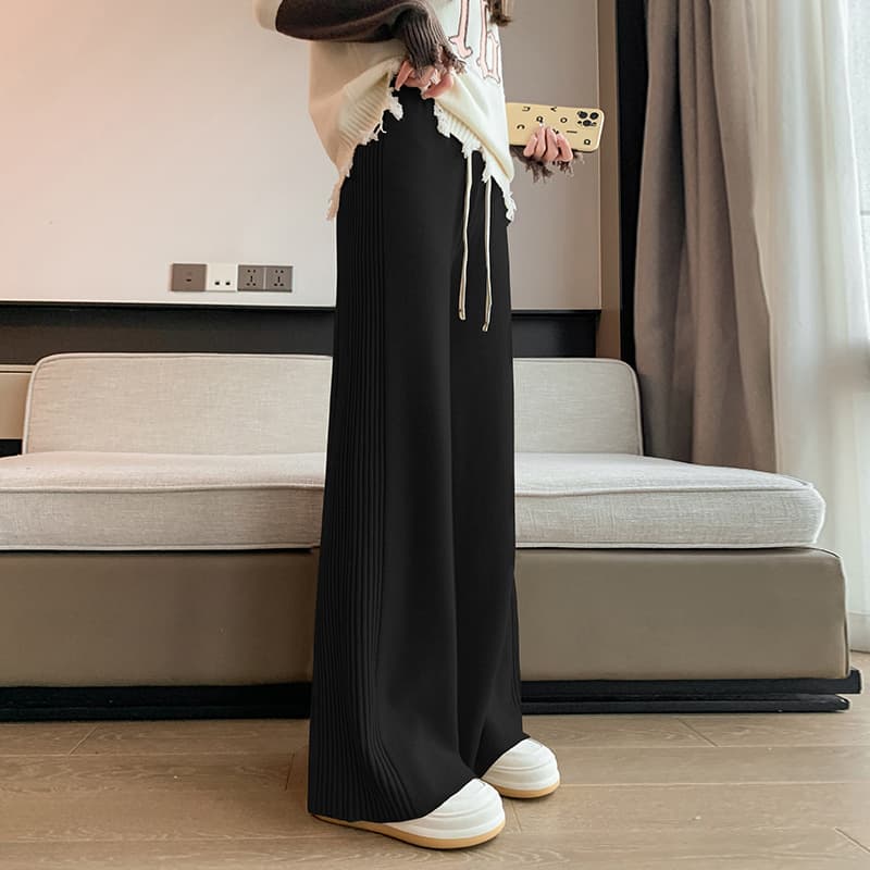 ハイウエスト パンツ プリーツ デザイン ワイドパンツ
